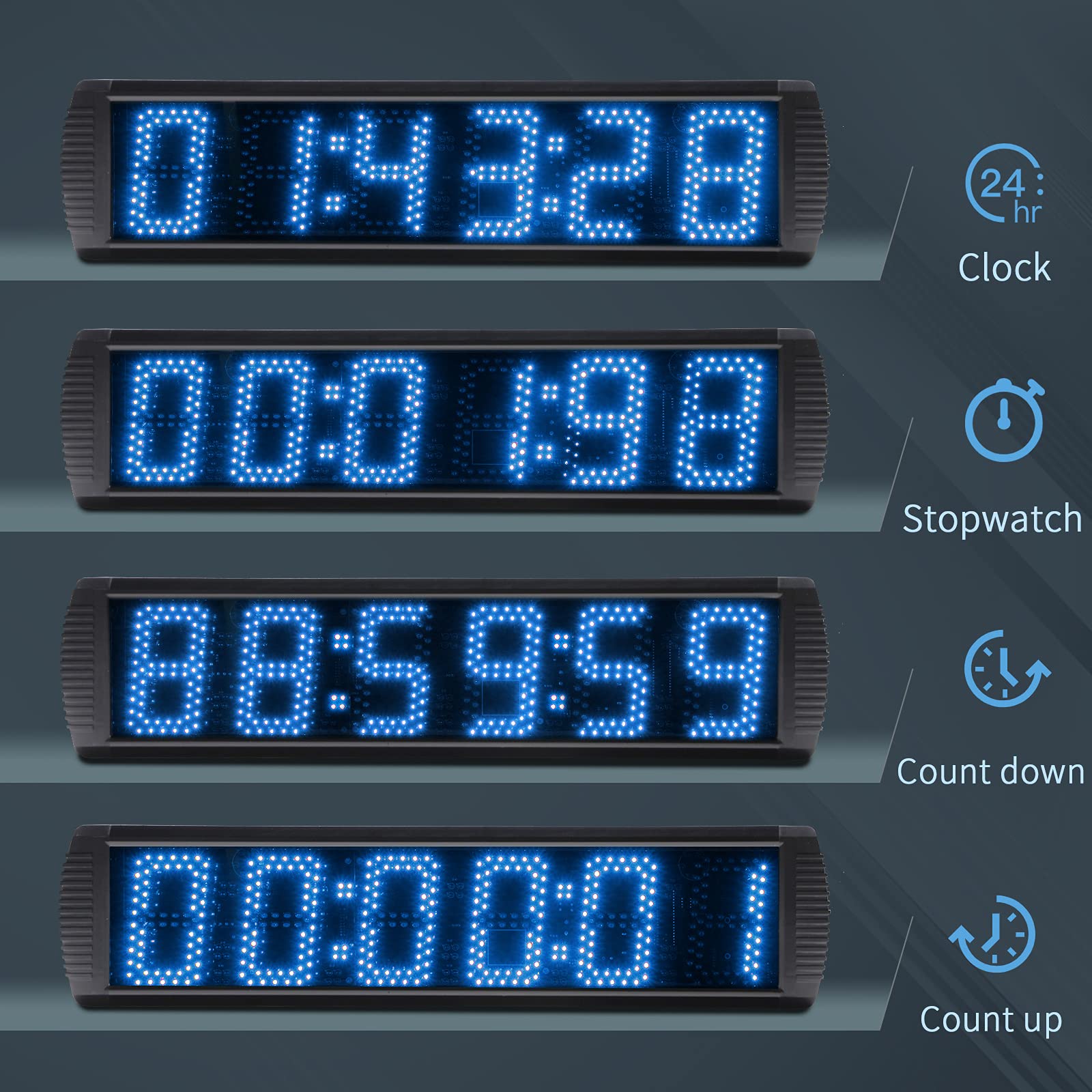 GANXIN 5 Inch LED Race Timer with Tripod - Marathon Countdown Clock, Gym Stopwatch with Wireless Remote & APP Control, 5-Level Brightness Adjustment (Blue) - Perfect for Running Events, Track Meets & Fitness Training