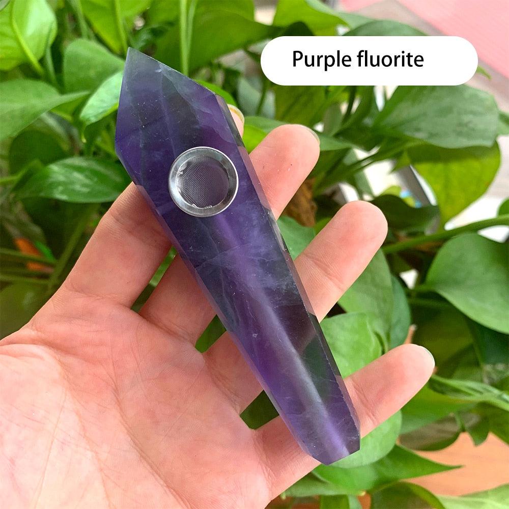Natural Crystal Pipe with Metal Filter - Rose Quartz Healing Wand for Meditation, Relaxation & Energy Cleansing | Perfect for Reiki, Yoga & Spiritual Practices