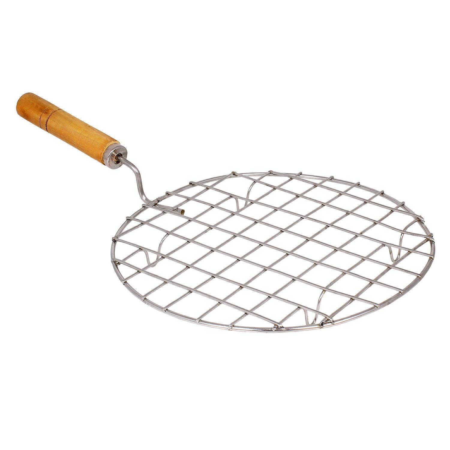 Premium Stainless Steel 8-Inch Round Wire Roaster Rack - Perfect for Roti, Chapati, Papad & Grilling - Durable 20cm Cooking Grid for Indian Breads & BBQ - Ideal for Home Kitchens & Outdoor Cooking