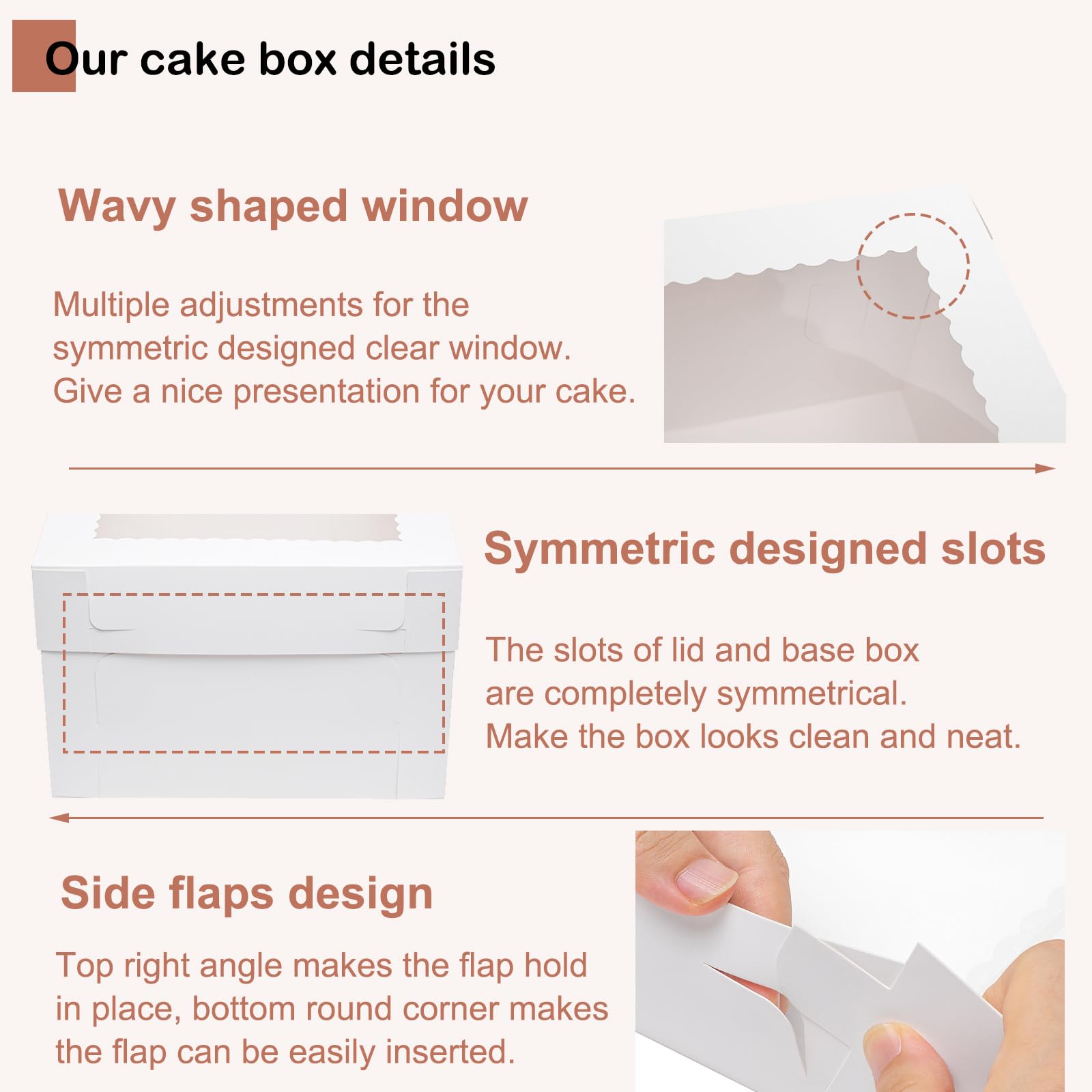 16pcs 10x10x8 Inch White Cardboard Cake Boxes with Window & Lids - Large Tall Bakery Takeout Containers for Tier Cakes, Wedding, Birthday, Party - Perfect for Bakeries, Dessert Shops & Catering Services