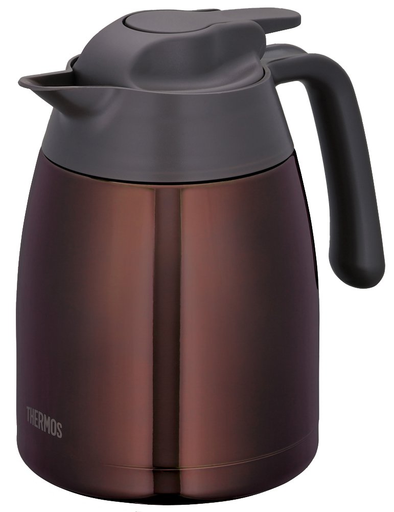 Premium Stainless Steel Thermos Pot 1.0L - Insulated Hot & Cold Food Container - Clear Brown (THV-1000 CBW) - Perfect for Camping, Office Lunch, and Outdoor Picnics