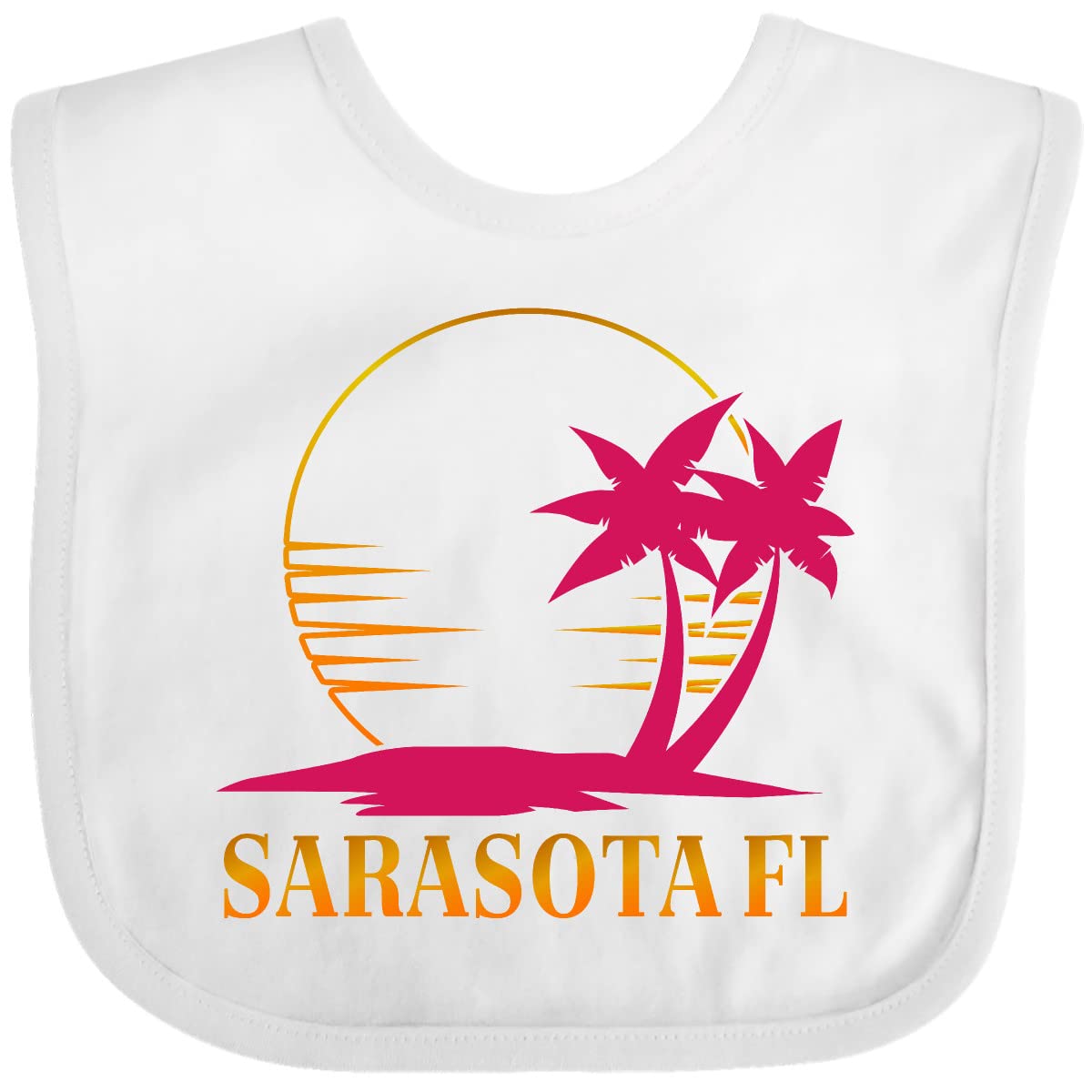 Inktastic Sarasota Florida Sunset Beach Vacation Baby Bib - Soft Cotton Drool Bib for Infants, Cute Beach-Themed Feeding Bib - Perfect for Travel, Daycare, and Outdoor Dining