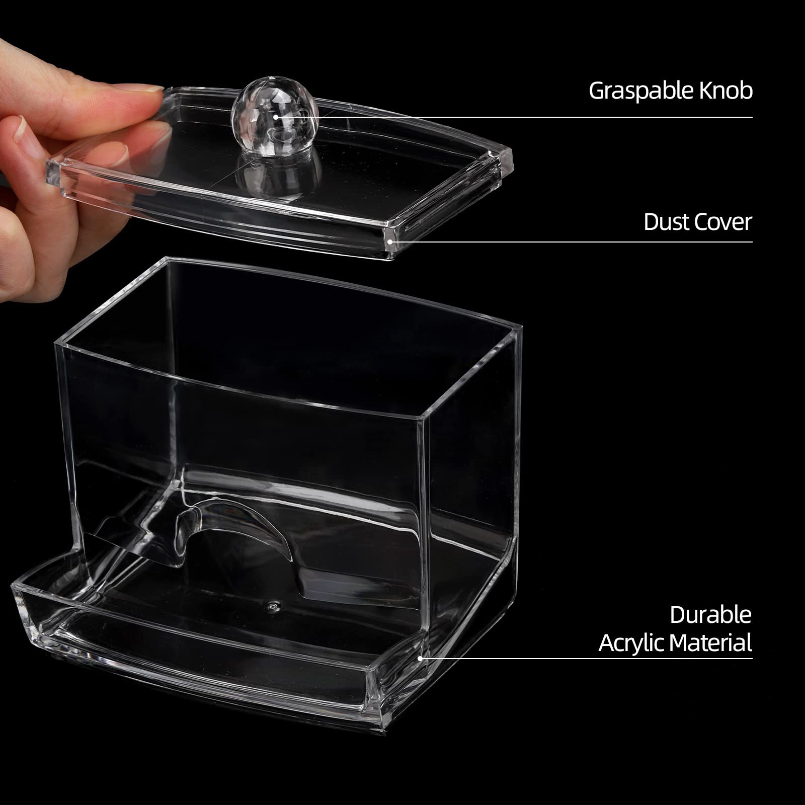 Tbestmax 10oz Clear Q-Tip Holder Dispenser - Bathroom Organizer for Cotton Swabs, Cotton Balls & Dental Floss - Stylish Apothecary Jar Storage Solution for Countertop, Vanity & Medicine Cabinet Decor