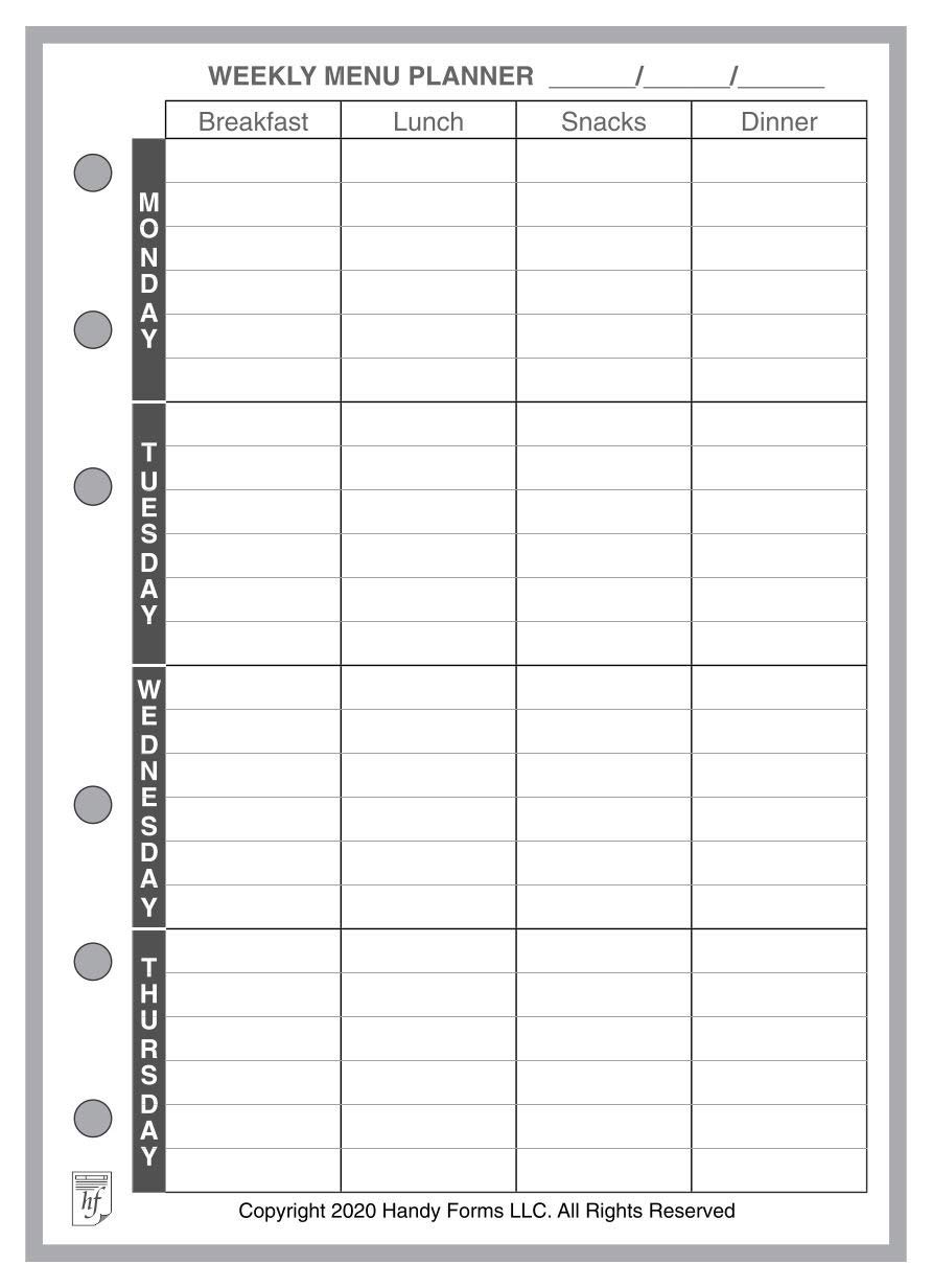 A6 Menu Planner for 6-Ring Binders - 4.13