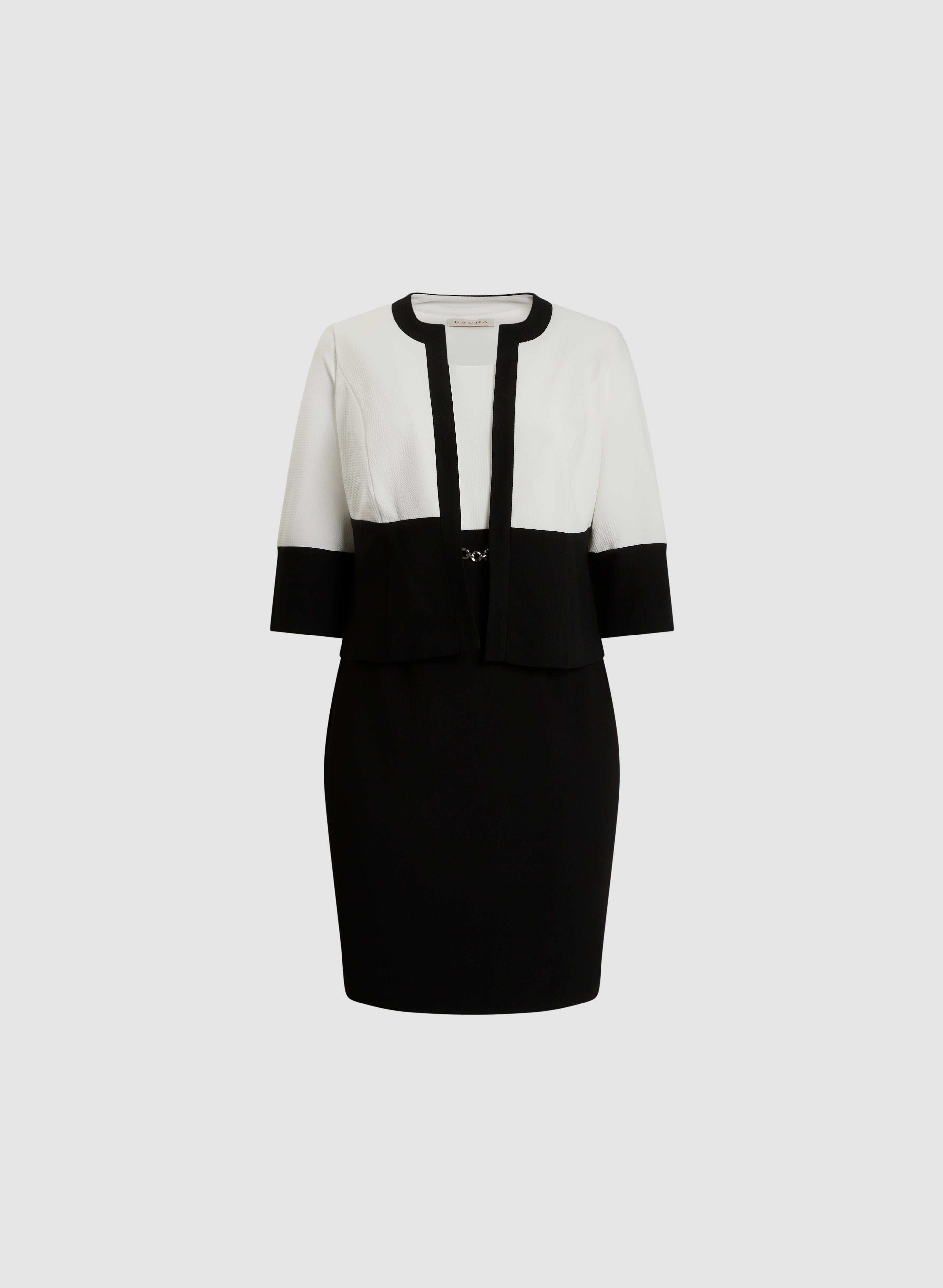 Stylish Color Block Dress and Jacket Set for Women - Trendy Two-Piece Outfit for Casual Wear, Office, and Special Occasions