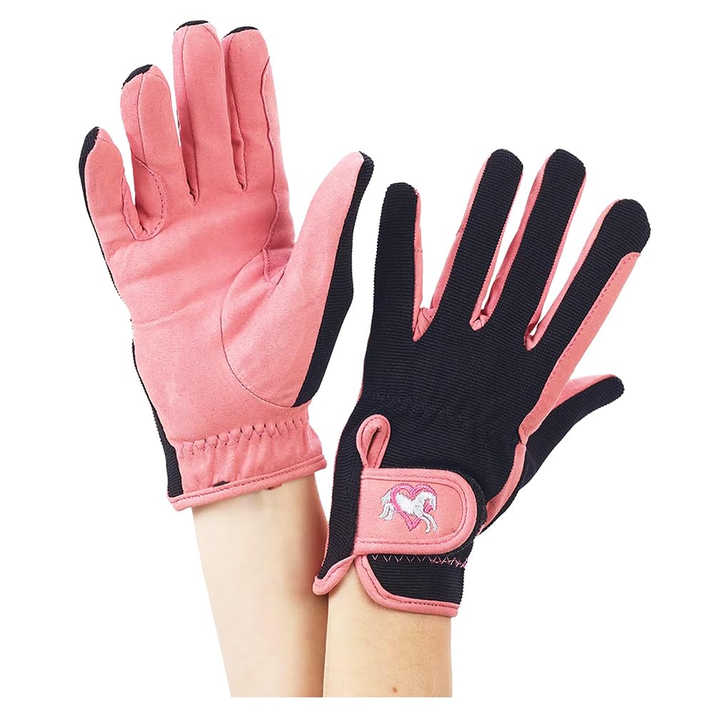 OVATION Kids Heart & Horse Riding Gloves - Warm & Comfortable Equestrian Gloves for Girls & Boys - Perfect for Horseback Riding, Winter Sports & Outdoor Activities