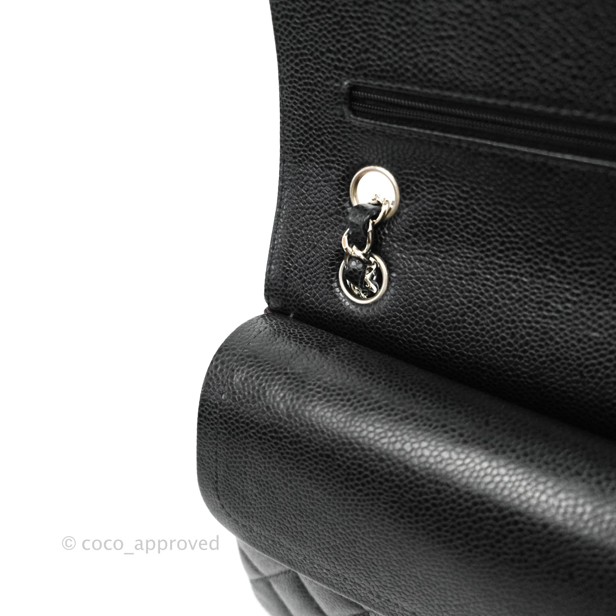 Chanel Classic Double Flap M/L Black Caviar Leather Bag with Silver Hardware - Luxury Designer Handbag for Women, Perfect for Work, Evening Events & Special Occasions