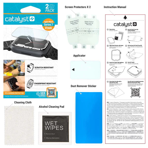 2-Pack 41mm Tempered Glass Screen Protector for Apple Watch Series 9/8/7 - Ultra HD Clear, Anti-Scratch, Bubble-Free - Perfect for Workouts, Swimming & Everyday Use