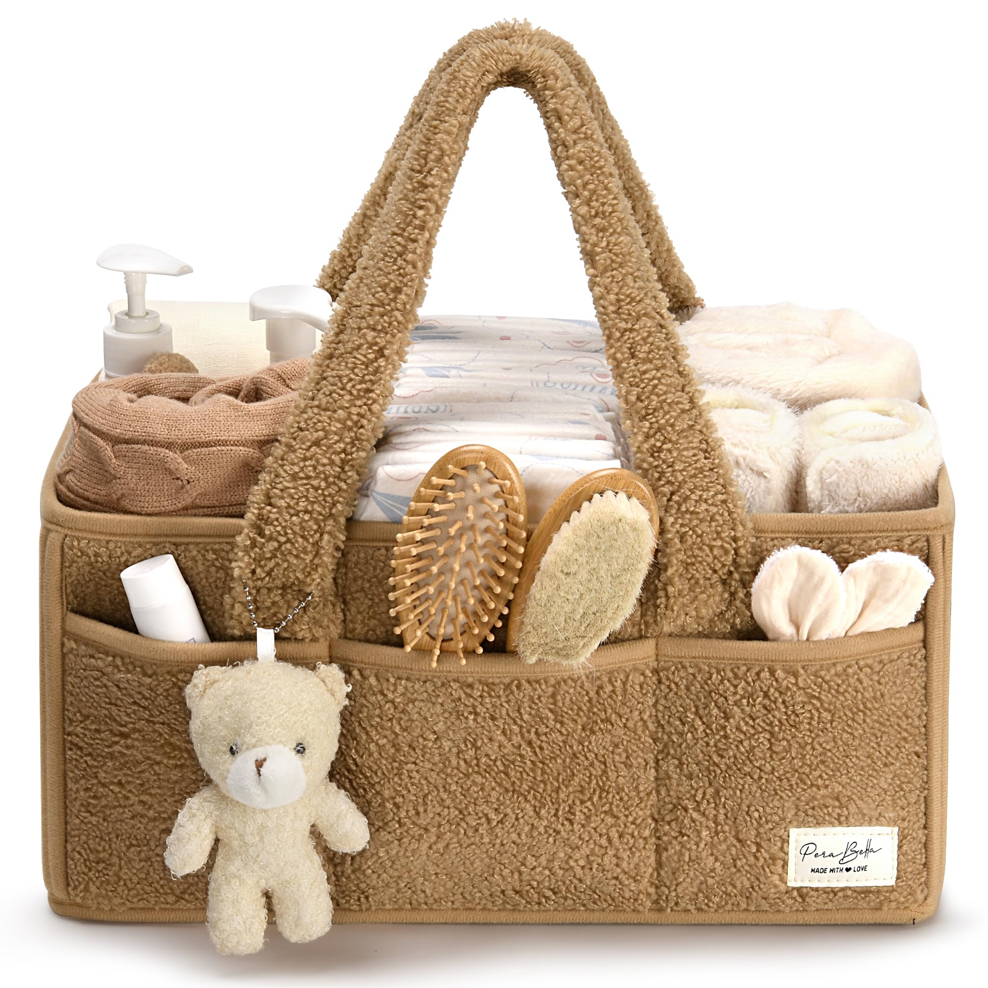 PeraBella Baby Diaper Caddy Organizer - Portable Diaper Storage Basket for Changing Table, Nursery & Travel | Holds Diapers, Wipes & Baby Essentials | Perfect Baby Shower Gift & Nursery Organization Solution | Use for Home, Car & On-the-Go Baby Care