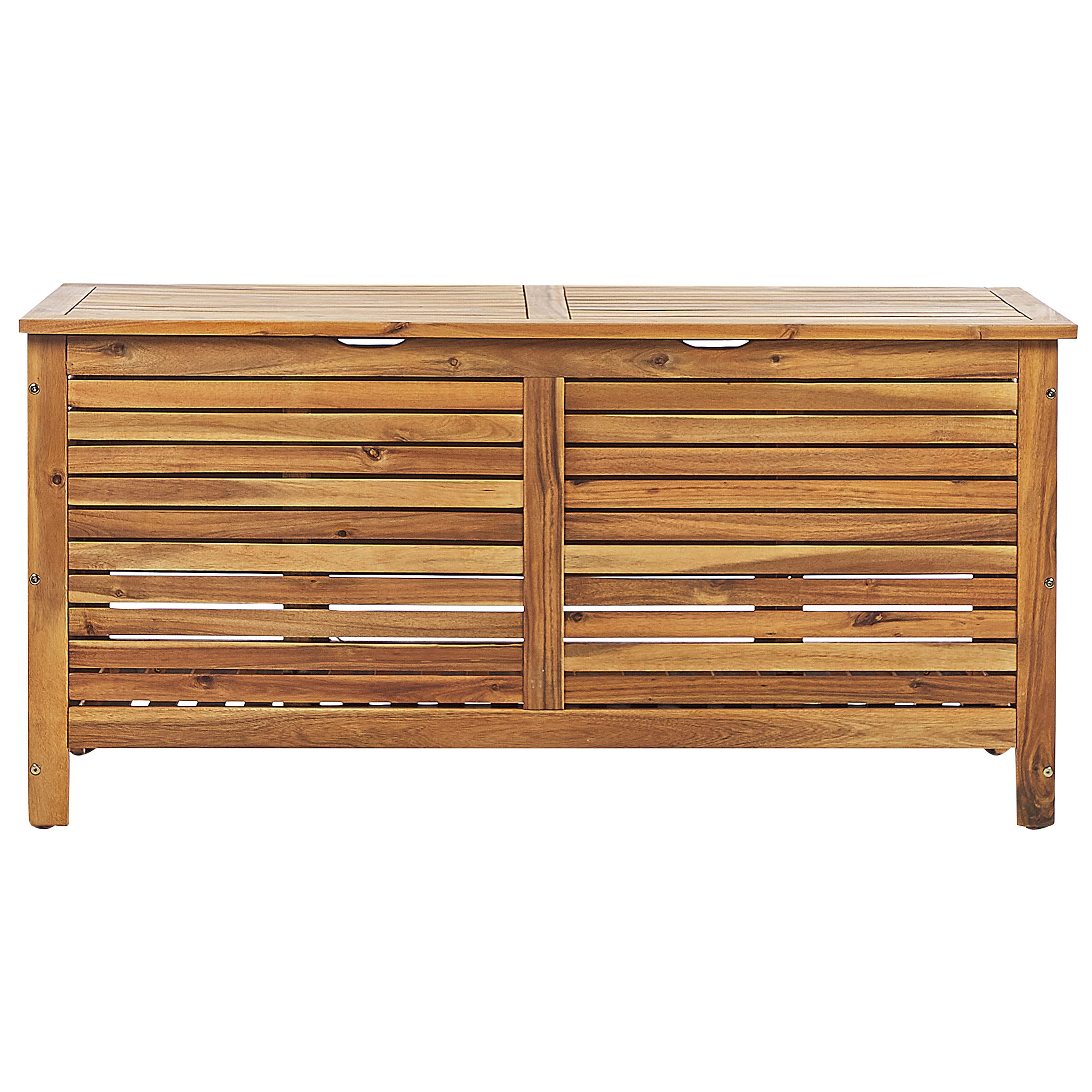 Acacia Wood Storage Chest 130 x 64 x 48 cm - Rustic Oil-Finished Garden Storage Box for Patio, Balcony & Riviera Style Decor - Perfect for Outdoor Blanket, Cushion & Seasonal Item Organization