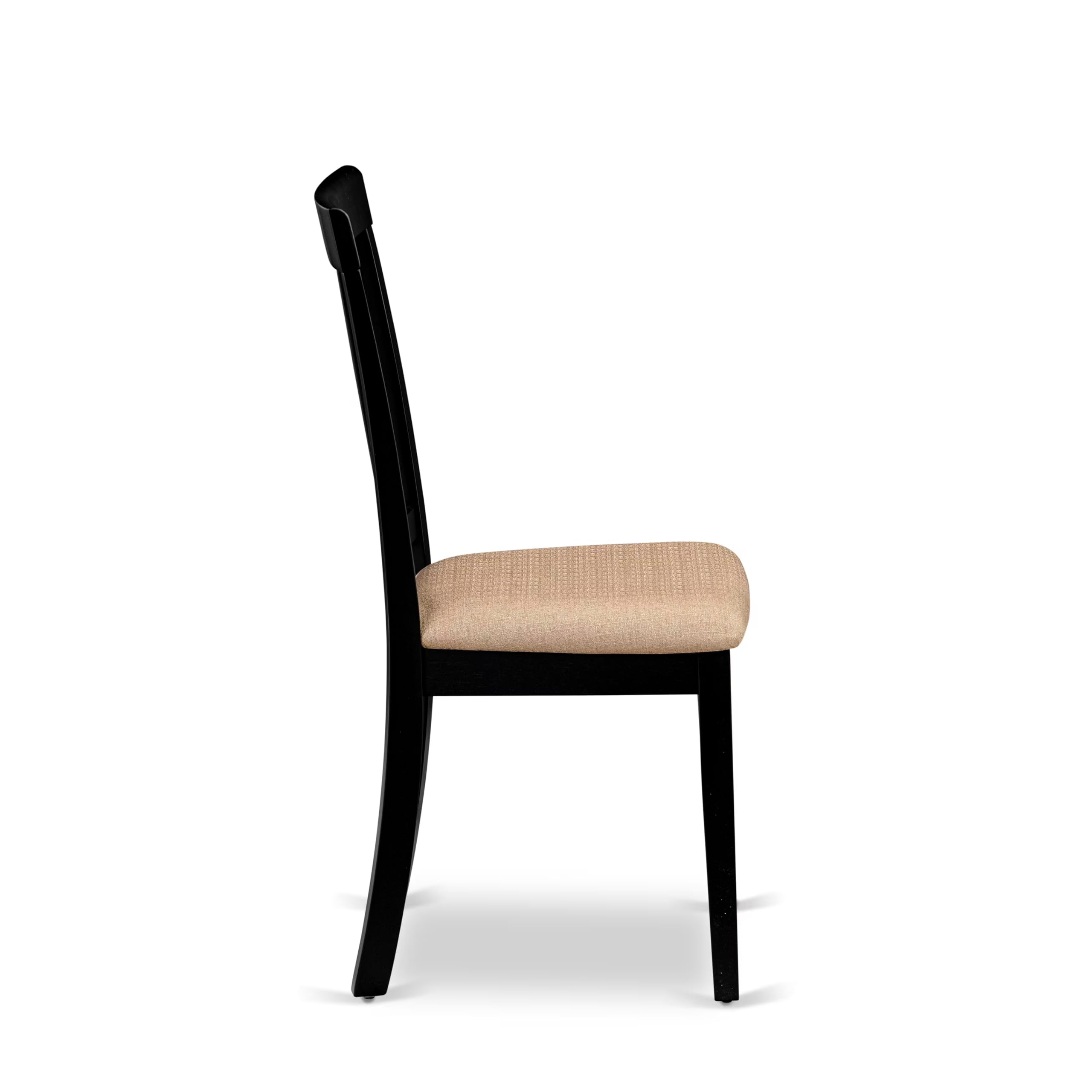 East West Furniture SHAN3-BLK-C 3-Piece Round Dining Set with Pedestal Table & 2 Fabric Chairs, 42x42 Inch, Black - Perfect for Small Kitchen, Breakfast Nook or Apartment Dining Area