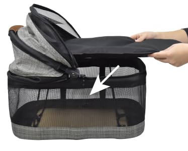 ROODO 3-in-1 Pet Stroller for Dogs & Cats up to 30 lbs - Lightweight Folding Travel Carrier with Detachable Car Seat - All-Terrain Puppy Stroller in Grey Lattice | Perfect for Vet Visits, Shopping Trips & Outdoor Adventures