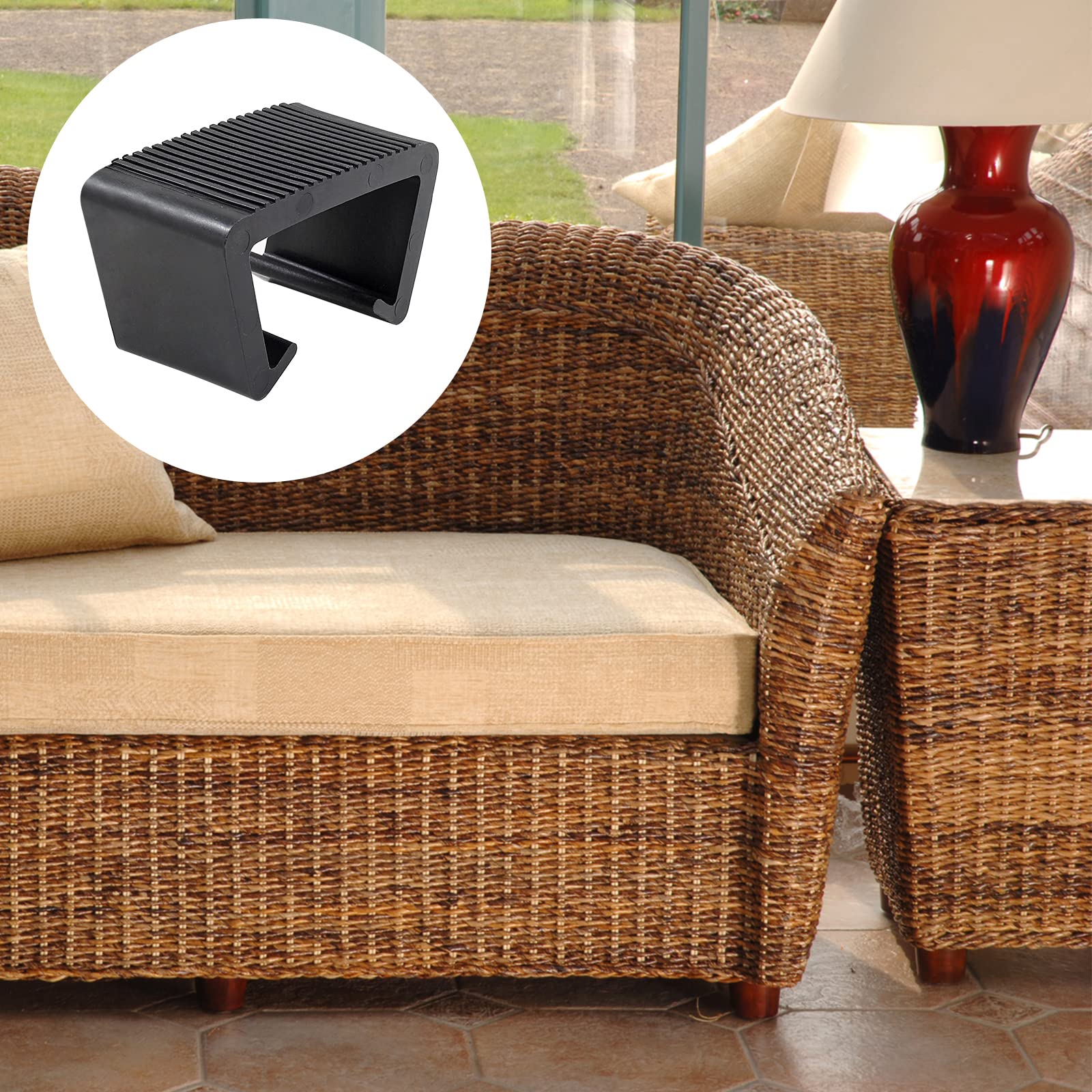 Biaungdo 6-Pack Heavy Duty Outdoor Furniture Clips - Black Rattan Sectional Couch Connectors (7.2x3.9x4.2cm) for Patio Sofa, Wicker Chairs & Modular Furniture - Secure Fastening Clamps for Windy Weather & Outdoor Entertaining