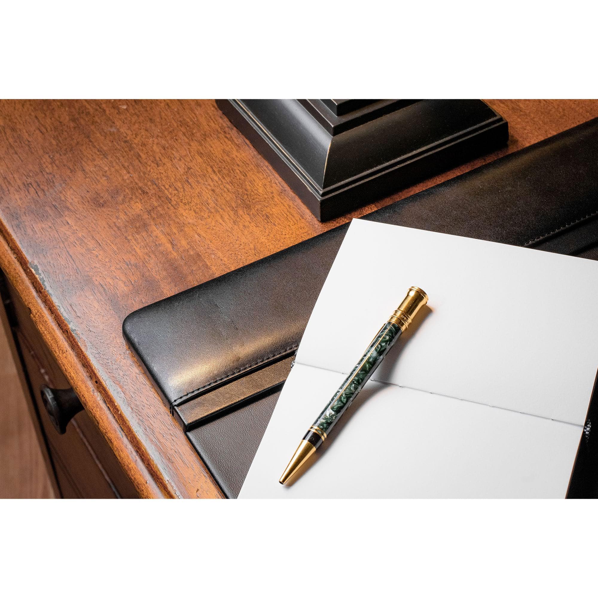 Dacasso Black Leather Desk Pad 38x24 Inch - Office Desk Protector for Work & Study