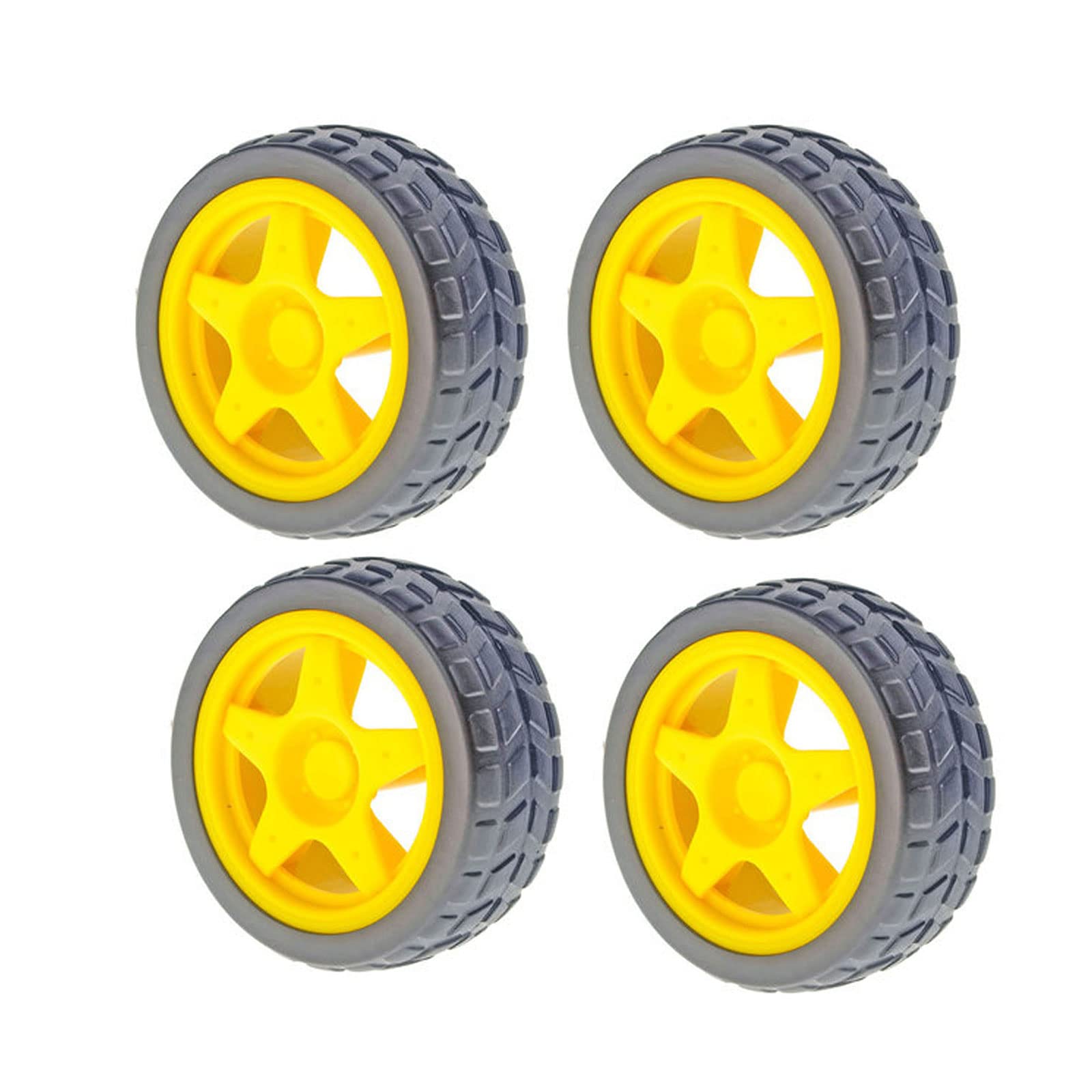 4PCS 65mm TT Motor Wheels for DIY Smart Robot Car - Remote Control Chassis Kit (Yellow) for STEM Projects