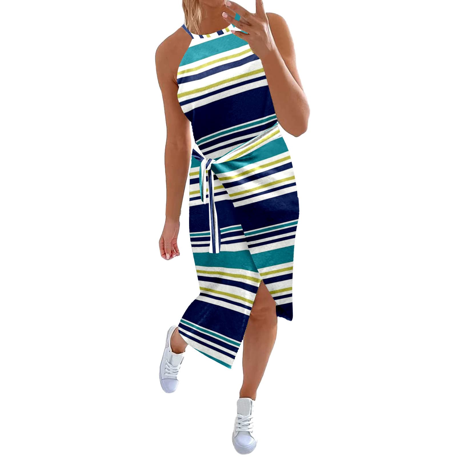 Tintwwg Women's Summer Dresses - Floral Printed Casual Sundress with High Waist | Beach Vacation, Cocktail Party & Daily Wear | T-Shirt Dress for Women & Girls
