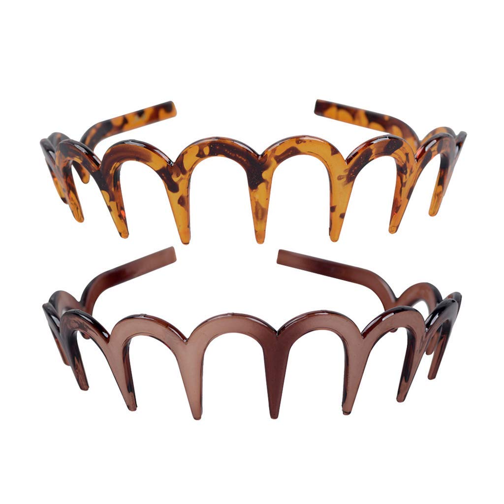 2-Piece Plastic Plain Headbands with Teeth Comb - Skinny DIY Hair Bands for Women & Girls - Perfect for Halloween, Cosplay, and Everyday Hair Styling