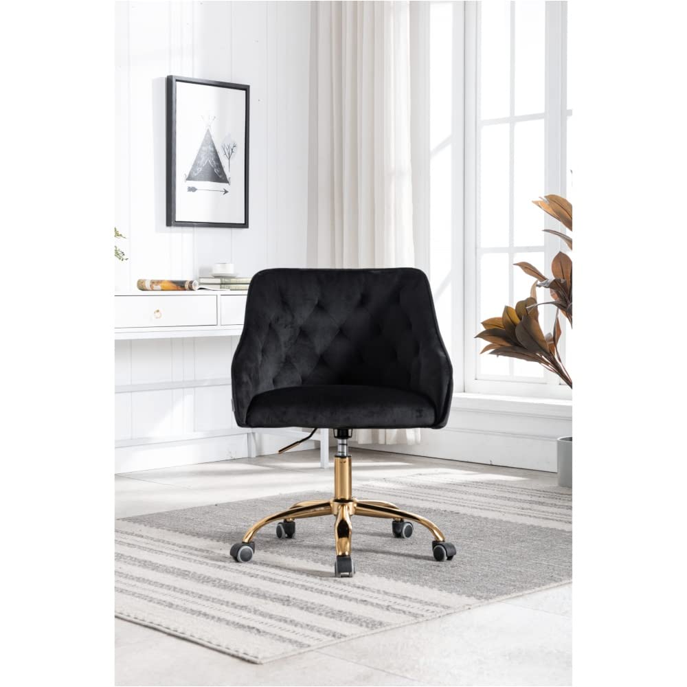 Modern Swivel Shell Chair - Ergonomic Lounge Chair for Living Room, Bedroom & Office - Comfortable Black Leisure Chair for Relaxing, Reading & Working