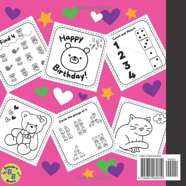 Happy 4th Birthday Coloring & Activity Book for Girls - Fun Kids Gift with Party Scenes, Cakes & Games | Perfect for Birthday Parties, Preschool Learning & Creative Play