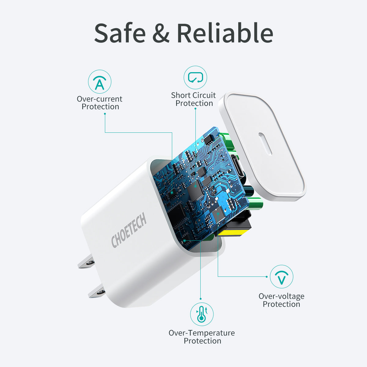 CHOETECH PD20W USB C Fast Charger with MFi Certified Nylon Braided Cable - iPhone 12/13/14 Pro Max Fast Charging - Perfect for Home, Office & Travel