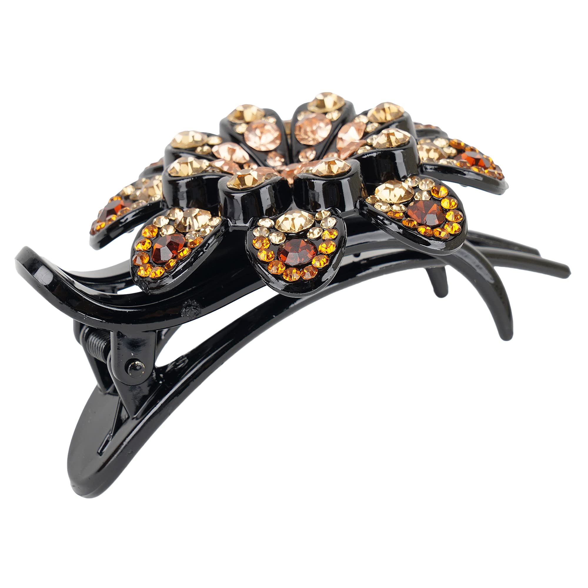 MIZORRI Rhinestone Hair Claw Clips - Non-Slip Crystal Glitter Hair Barrettes for Women & Girls, Decorative Flower Hairpins for Thick Long Hair (Set of 2) - Perfect for Weddings, Parties & Everyday Styling