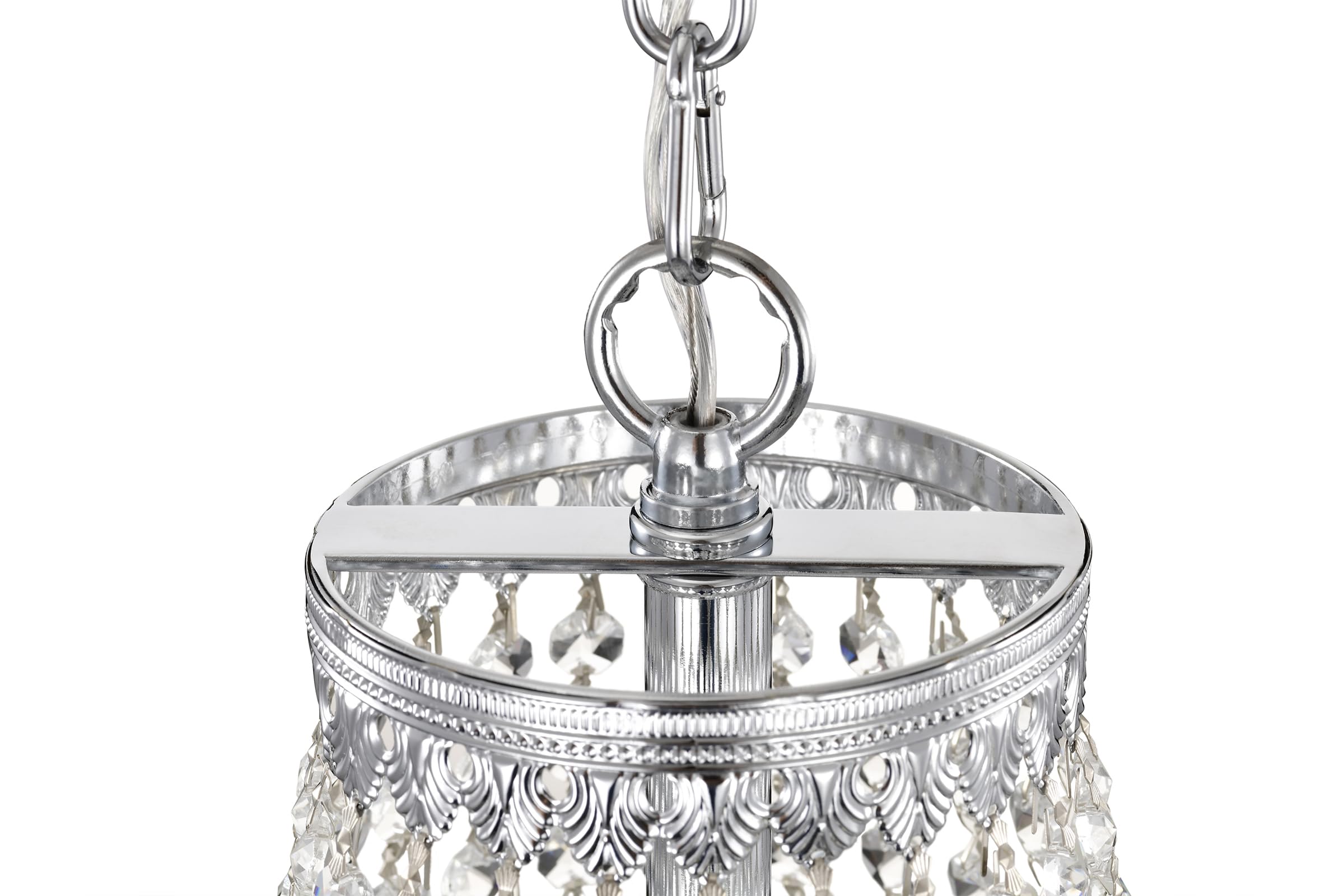 Luxury Empire Crystal Chandelier - 6-Light Glam Ceiling Fixture with Chrome Finish, Adjustable Chain for Entryway, Living Room & Dining Room Lighting | Perfect for Home Decor, Wedding Venues & Luxury Spaces