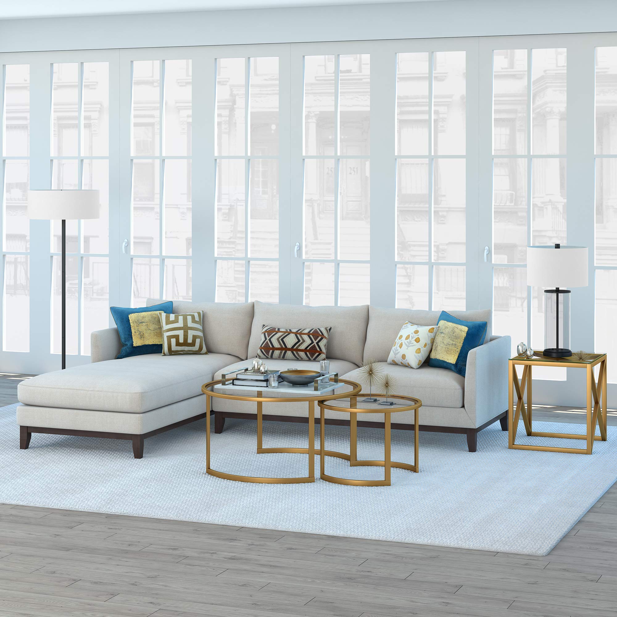 Stylish Mitera Round Nested Coffee Table in Brass - Perfect for Living Room, Lounge & Modern Home Decor