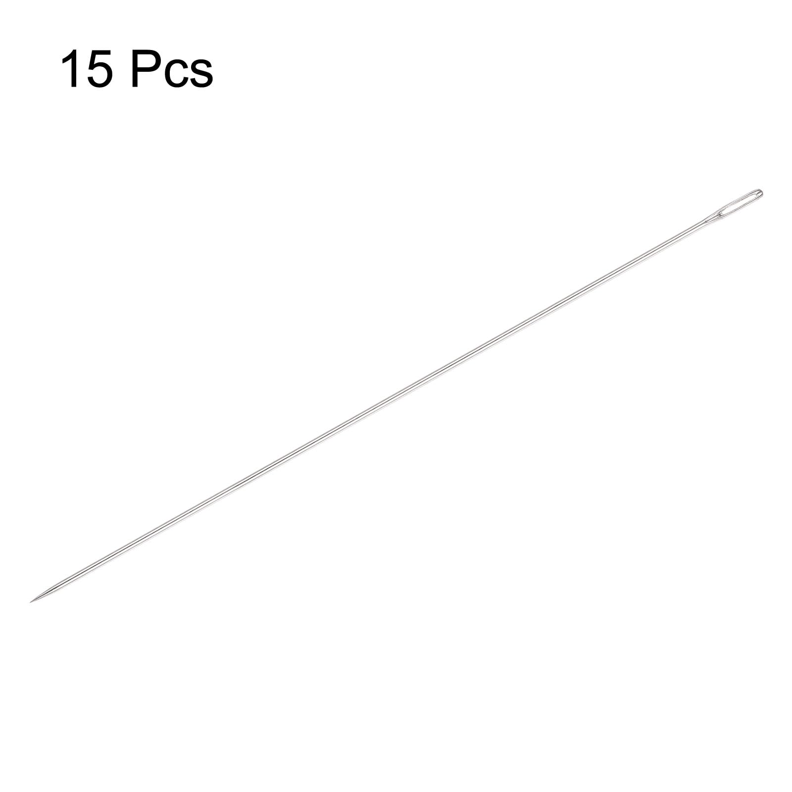 HARFINGTON 15pcs Stainless Steel Beading Needles 1.6mm Diameter 7 Inch Long Straight Sewing Needles for Embroidery, Jewelry Making, Quilting and DIY Craft Projects