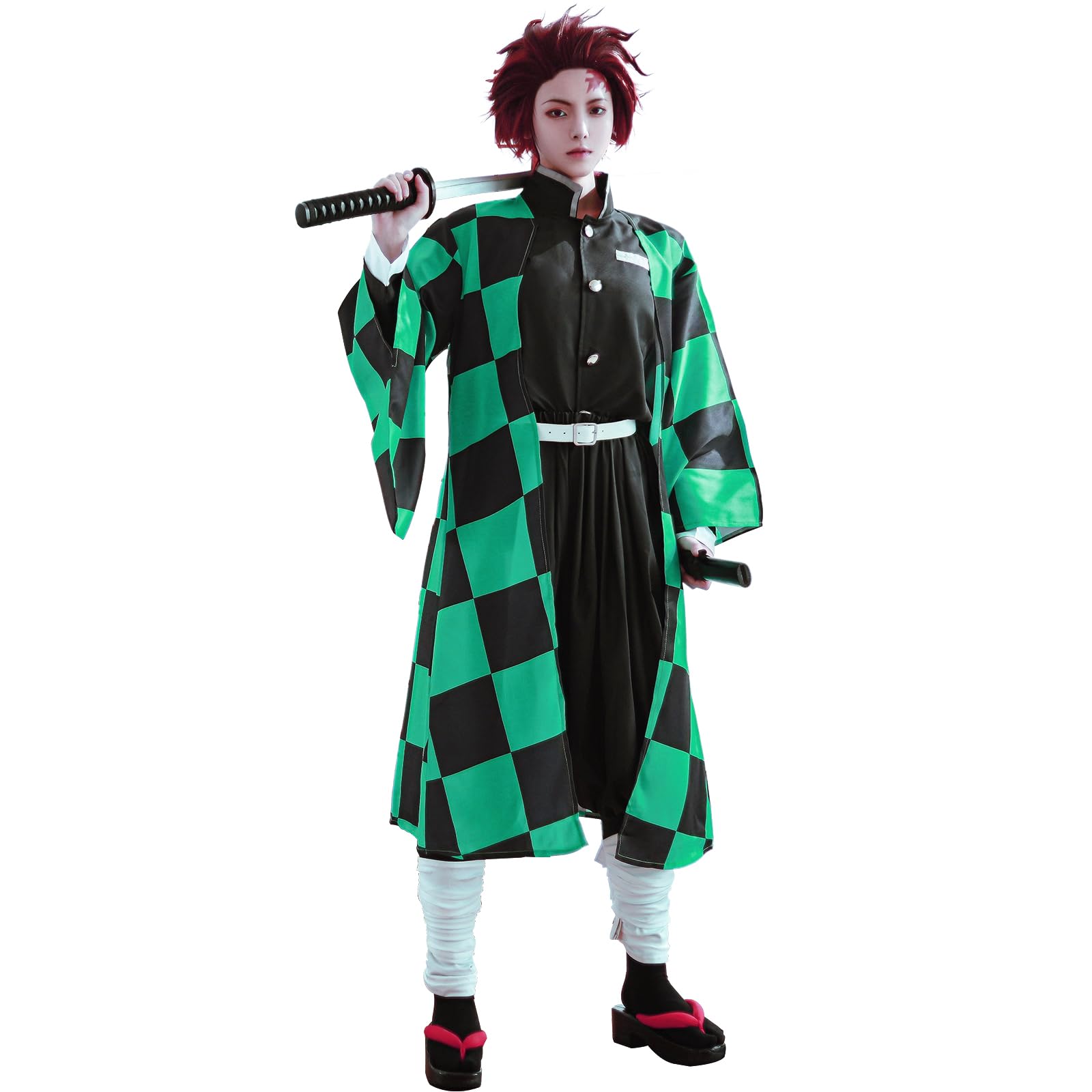 FCCAM Demon Slayer Mitsuri Kanroji Cosplay Costume Outfit - Anime Kimetsu no Yaiba Tanjiro Zenitsu Halloween Party Cosplay