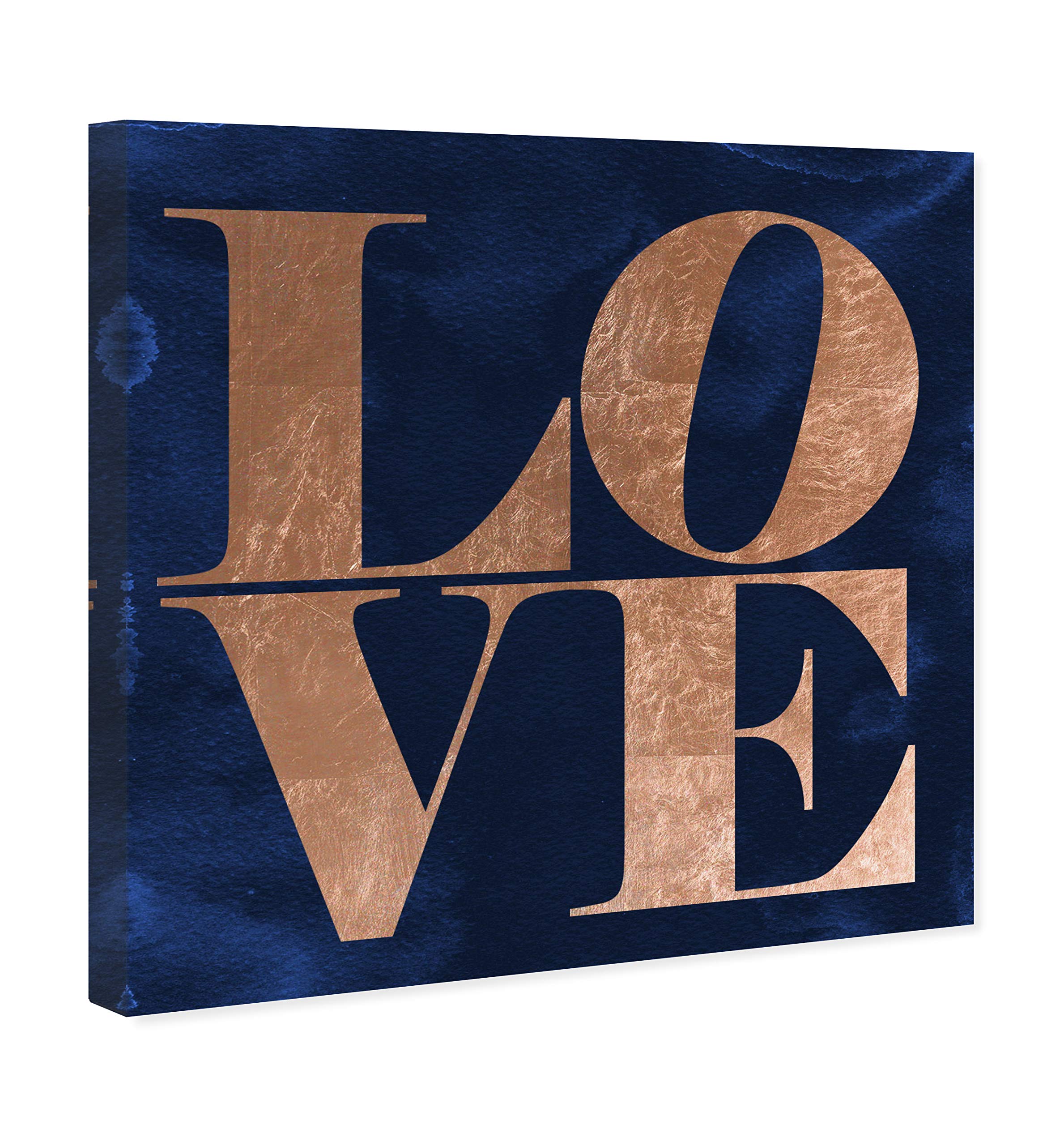 Oliver Gal Artist Co. 'Solid Gold Copper' Typography Wall Art Canvas Print - 30x30 Inches, Blue Home Decor for Living Room, Bedroom & Office