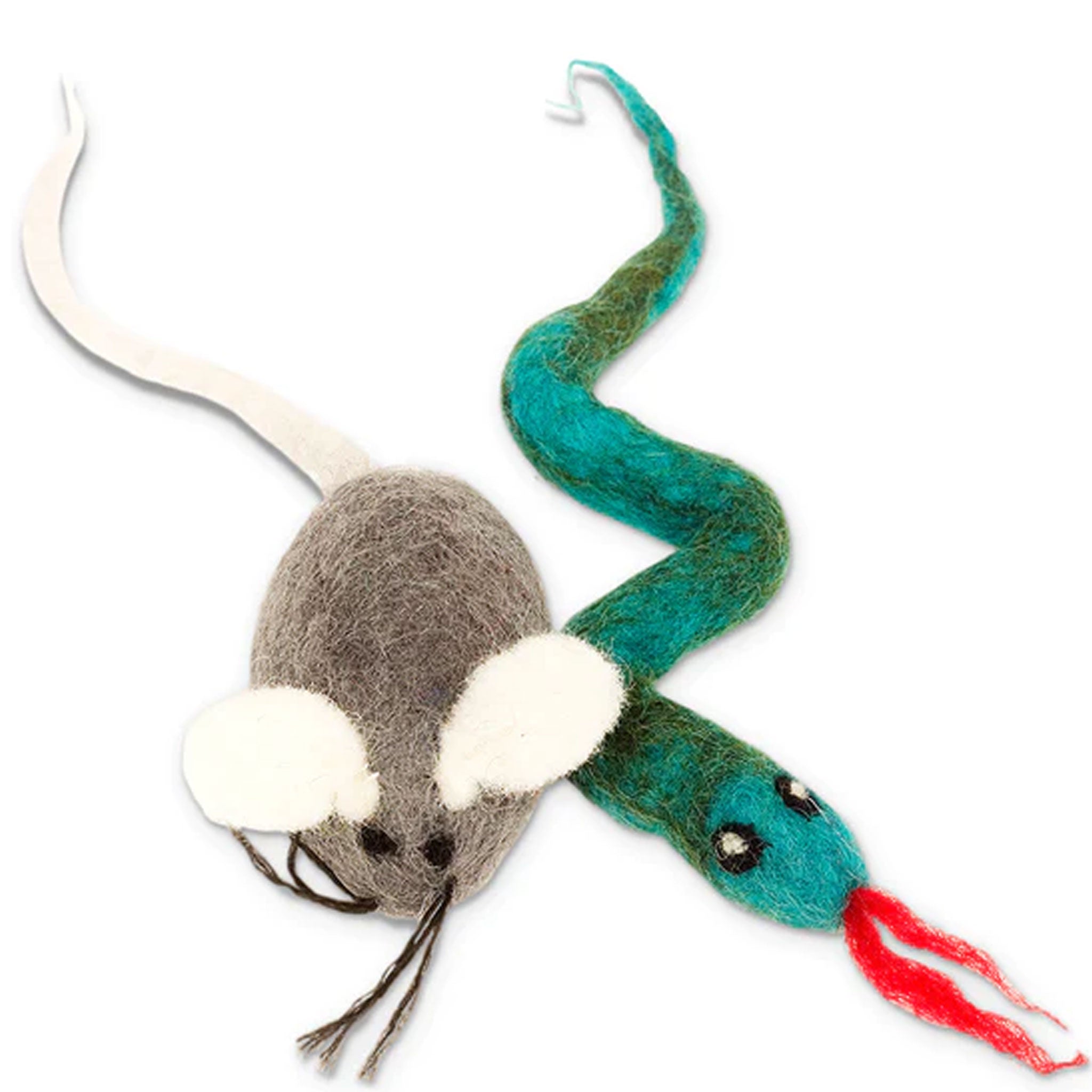 Dharma Dog Karma Felted Mouse and Snake Cat Toys - Interactive Pet Toys for Indoor Play, Hunting Simulation, and Stress Relief for Cats