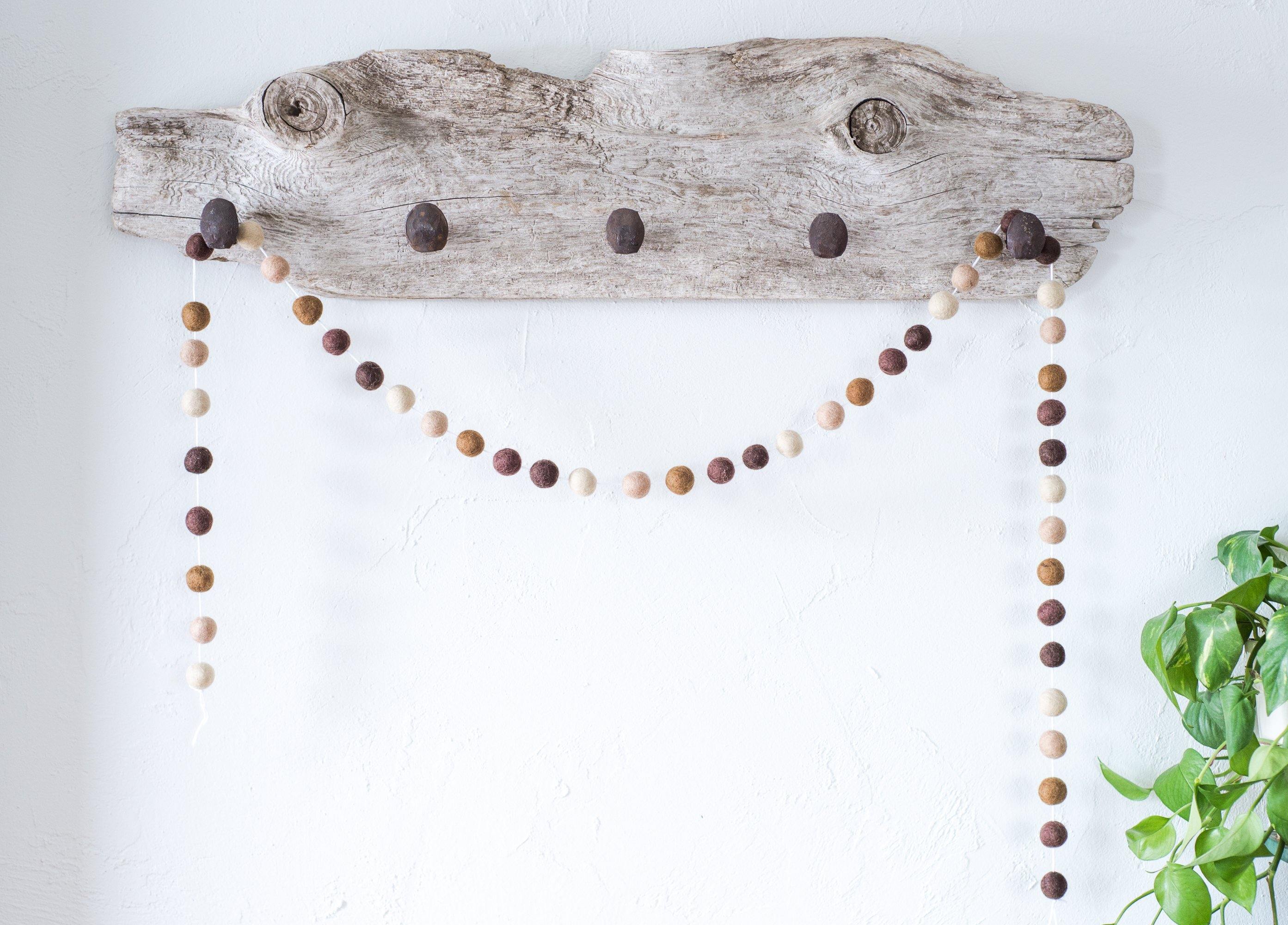 Brown Ombre Felt Ball Garland - Handmade Decorative String for Nursery, Wedding, Party & Home Decor - Perfect for Baby Showers, Christmas Tree, and Wall Hanging