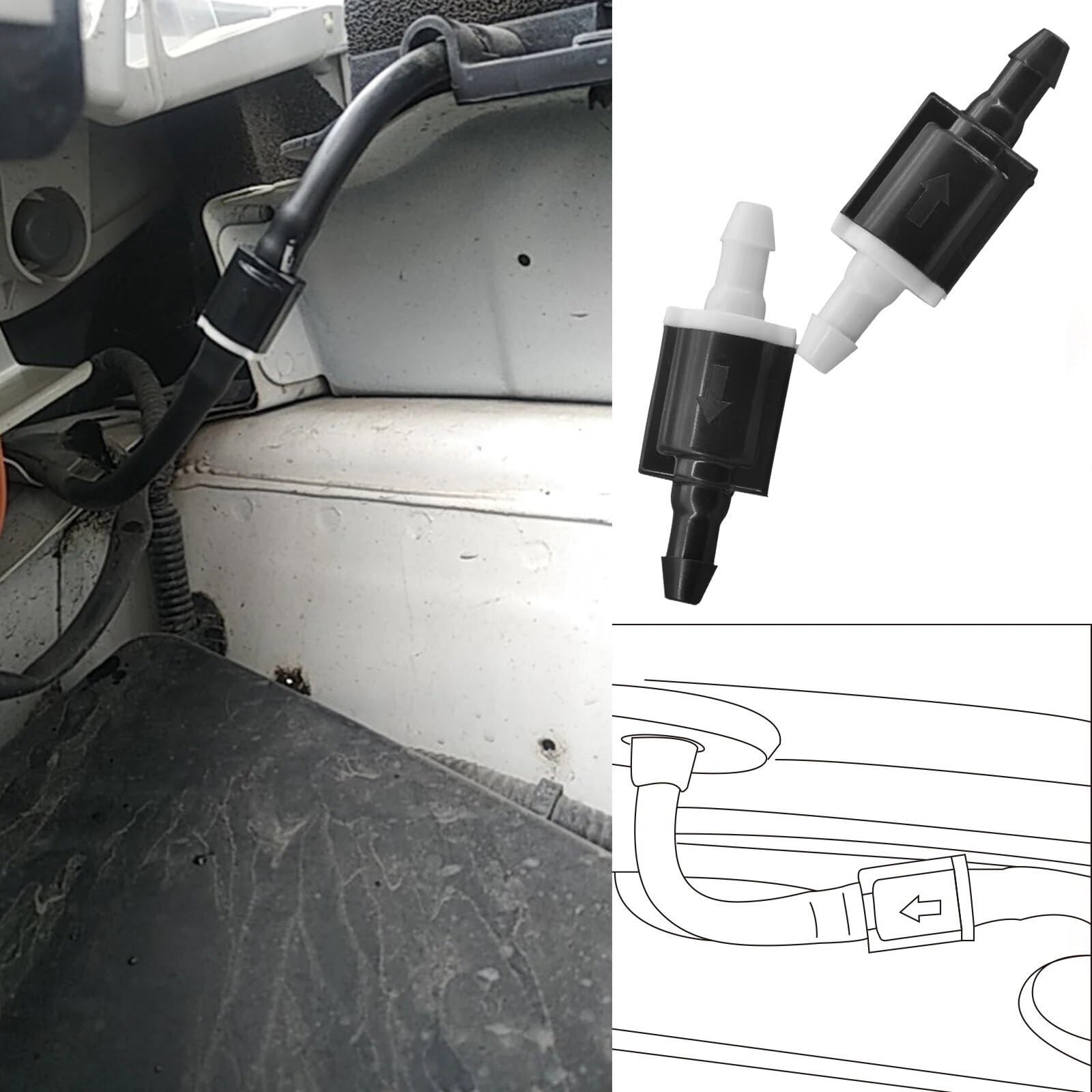 2-Pack Universal Windshield Wiper Check Valve - Compatible with Most Cars & Trucks - Prevent Fluid Backflow for Clear Visibility - Ideal for Rainy Weather & Winter Driving