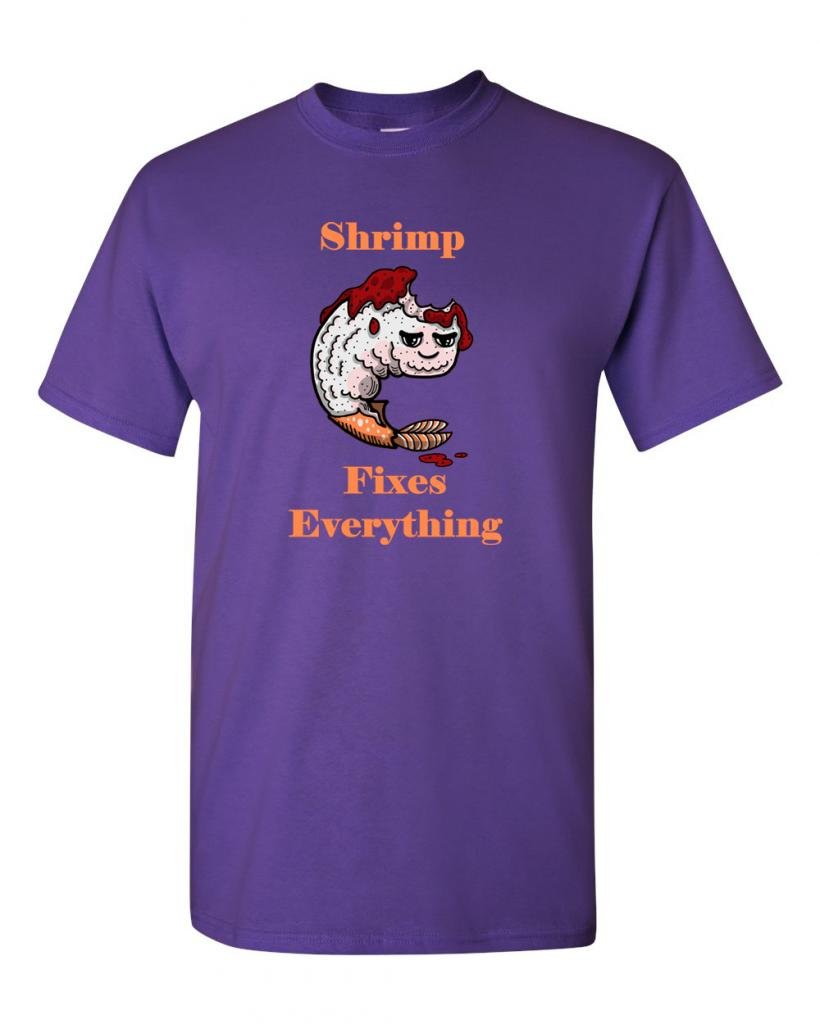 Shrimp Fixes Everything Funny Adult T-Shirt - Trendy Graphic Tee for Casual Wear & Gifts - Perfect for Beach Outings, Parties & Everyday Comfort