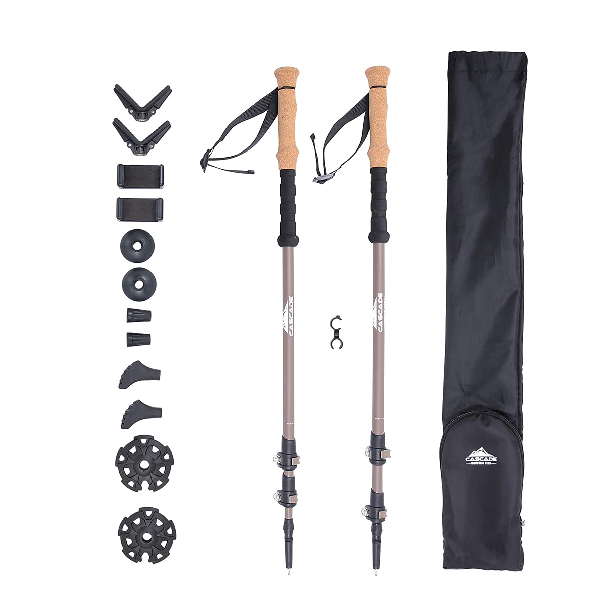 Cascade Mountain Tech Carbon Fiber Trekking Poles - Adjustable Quick Lock Hiking & Walking Sticks with Accessories Mount | Lightweight & Durable for Backpacking, Trail Hiking, Mountain Climbing