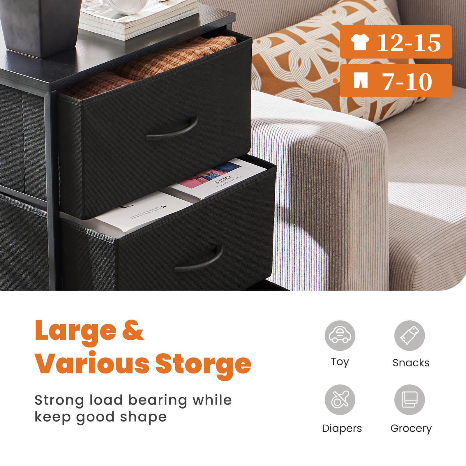 Modern 4-Drawer Dresser with Metal Frame & Wood Top - Black Chest of Drawers for Bedroom, Living Room, or Office Storage
