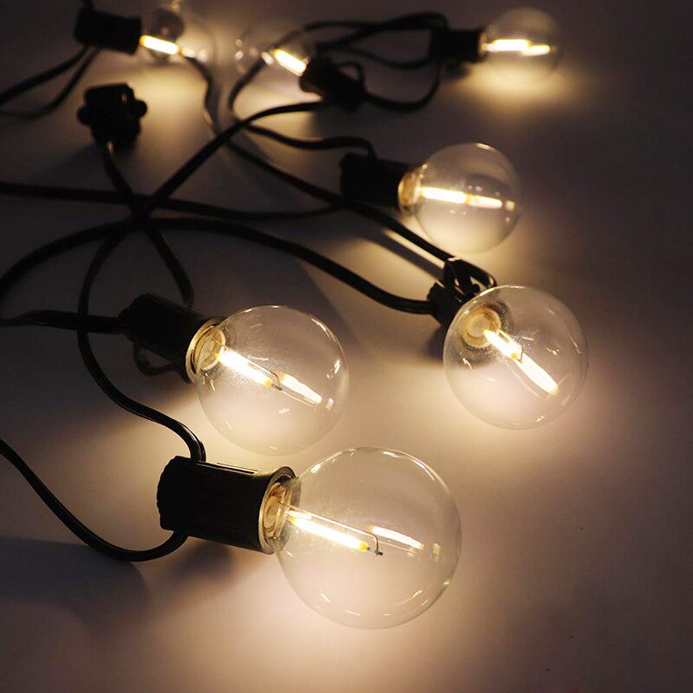 COUAH G40 LED Replacement Bulbs - 25 Pack E12 Clear Globe Screw Base Shatterproof Light Bulbs, 0.6W Warm White for Outdoor Patio String Lights, Christmas Decor & Garden Party Lighting