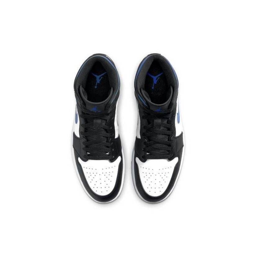 Air Jordan 1 Mid Sneakers - White, Racer Blue & Black Basketball Shoes for Men | Comfortable Athletic Shoes for Casual Wear, Street Style & Basketball Games