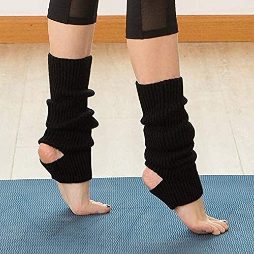Breathable Non-Slip Yoga Socks for Women - Toeless Workout Socks with Grip for Pilates, Dance & Fitness - Comfortable Leg Warmers (Black) - Perfect for Yoga Studios, Home Workouts & Dance Classes