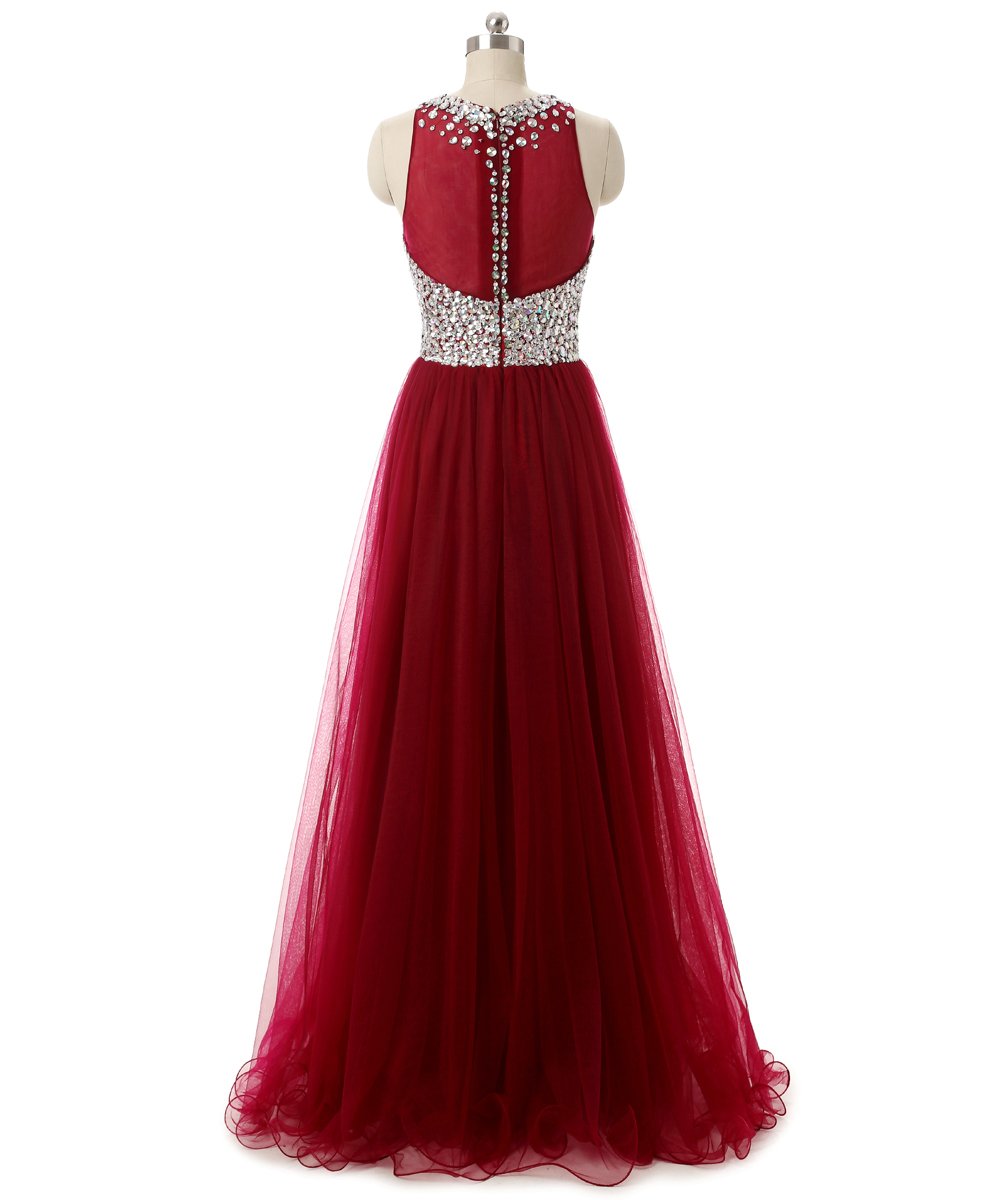Elegant Tulle High Neck Beaded Long Prom Dress for Women - Perfect for Formal Dances, Evening Galas & Special Occasions