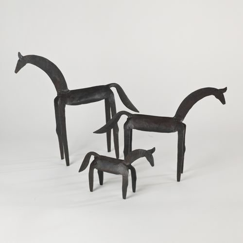 Primitive Iron Horse Statue - Handcrafted Home Decor in 3 Sizes (Small, Medium, Large) for Western Theme, Ranch Style, or Cowboy Decor