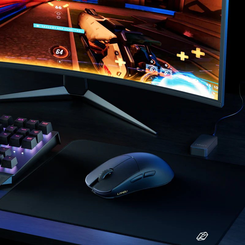 Lamzu Atlantis Mini 4K Wireless Gaming Mouse - Ultra Lightweight 58g, 26K DPI Optical Sensor, Bluetooth/2.4G Dual Mode, 70H Battery Life - Charcoal Black - Perfect for FPS, MOBA & Esports Gaming