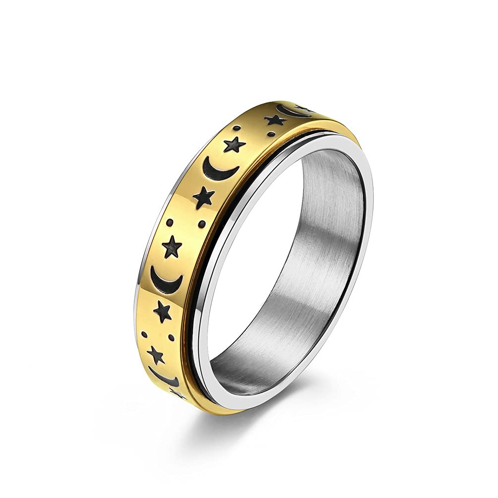 Udolfly Fidget Spinner Rings for Men & Women - Titanium & Stainless Steel Anxiety Relief Rings - Stress Reducer, Focus Aid for ADHD, Office, Travel & Daily Use