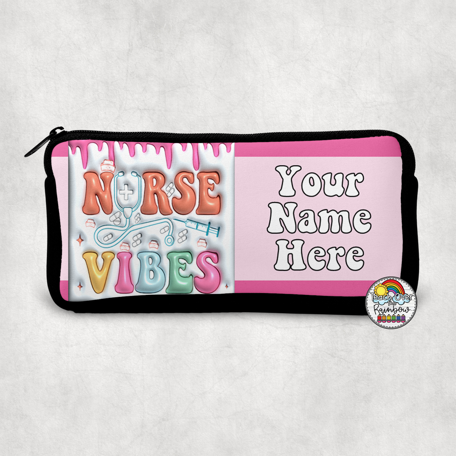 Nurse Vibes Drip Small Pencil Bag - Stylish Cosmetic Pouch for School, Work & Travel - Perfect for Nurses, Students & Professionals