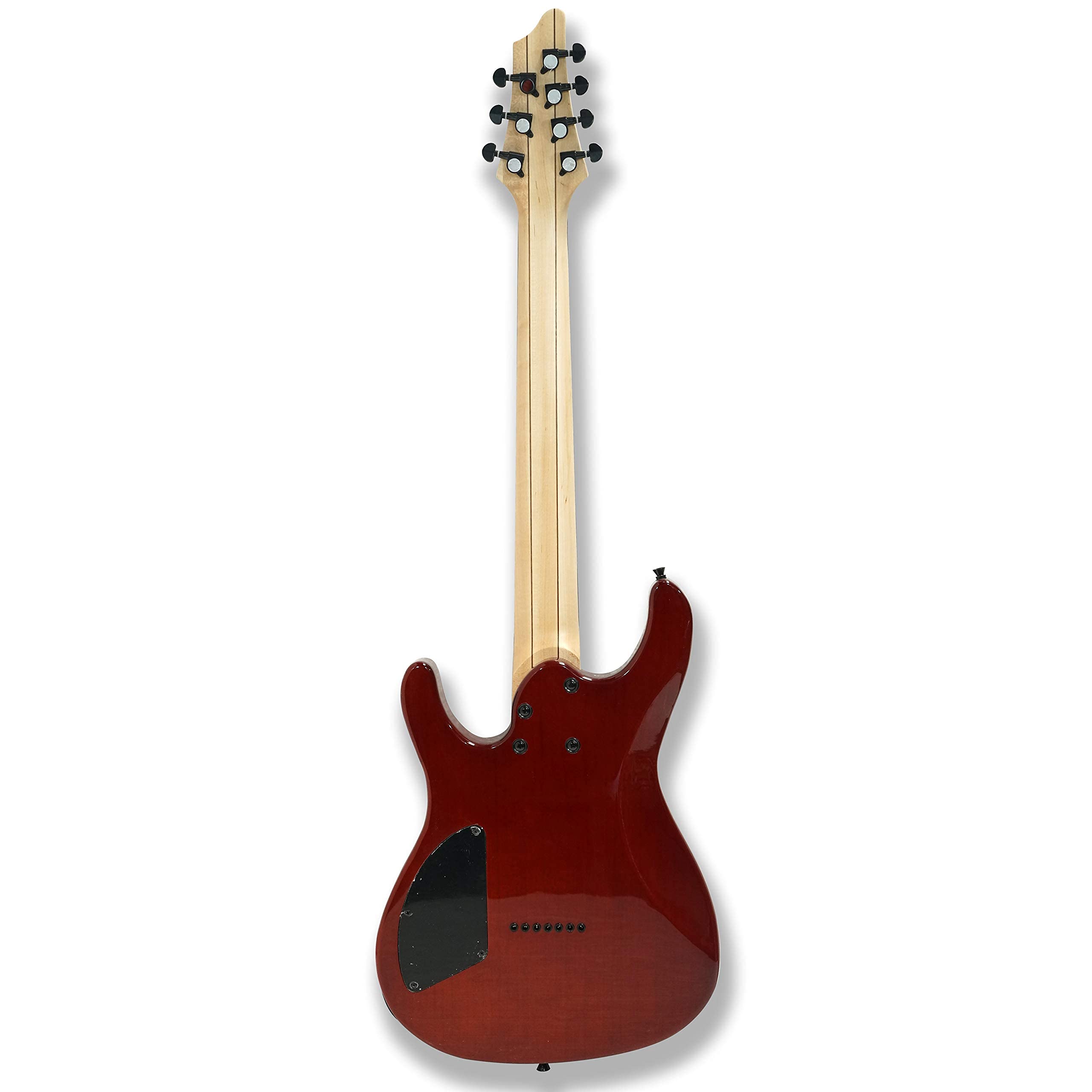 TARIO 7-String Electric Guitar with Maple Bolt-On Neck & Poplar Wood Body (Burl Poplar Top) - Perfect for Metal, Rock & Studio Recording