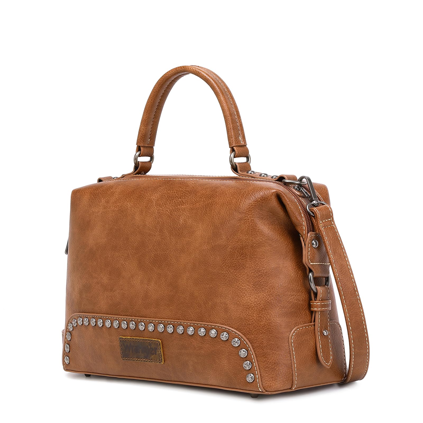 Wrangler Genuine Leather Doctor Bag for Women - Stylish Shoulder Handbag & Crossbody Purse for Work, Travel & Everyday Use