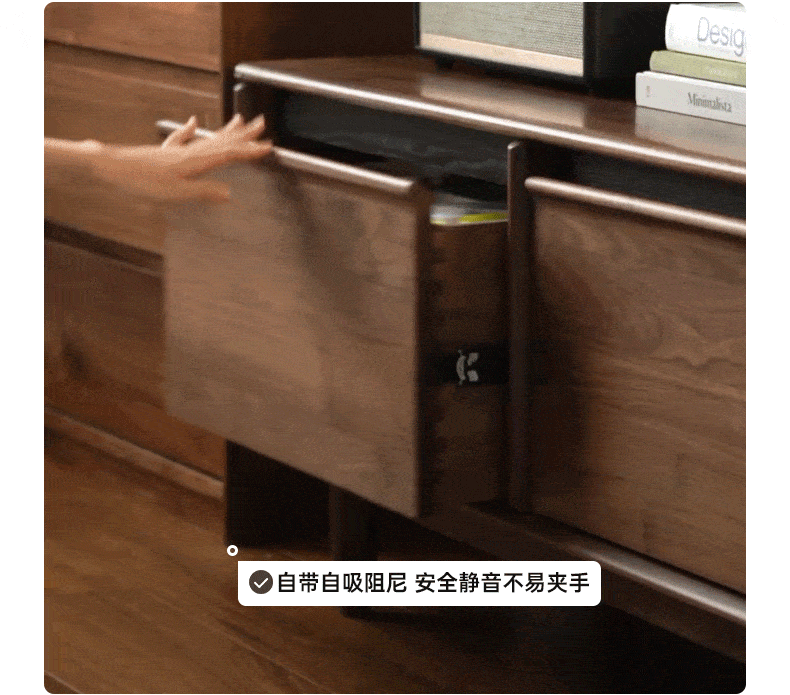 Premium Black Walnut & Ash Solid Wood TV Stand with Skeleton Line Design - Modern Entertainment Center for Living Room, Bedroom, and Home Theater Setup