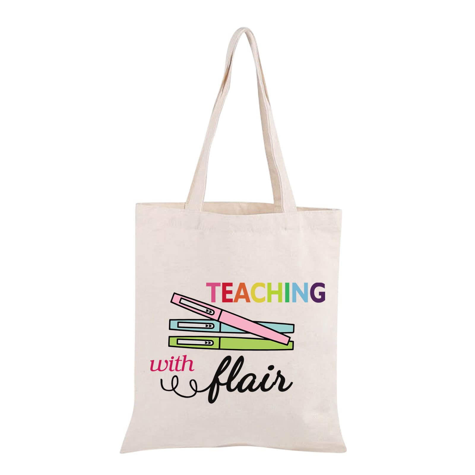 PWHAOO Stylish Teacher Tote Bag with Zipper - Spacious Pencil & Pen Organizer for Educators - Perfect for Classroom, School Supplies, and Teacher Gifts