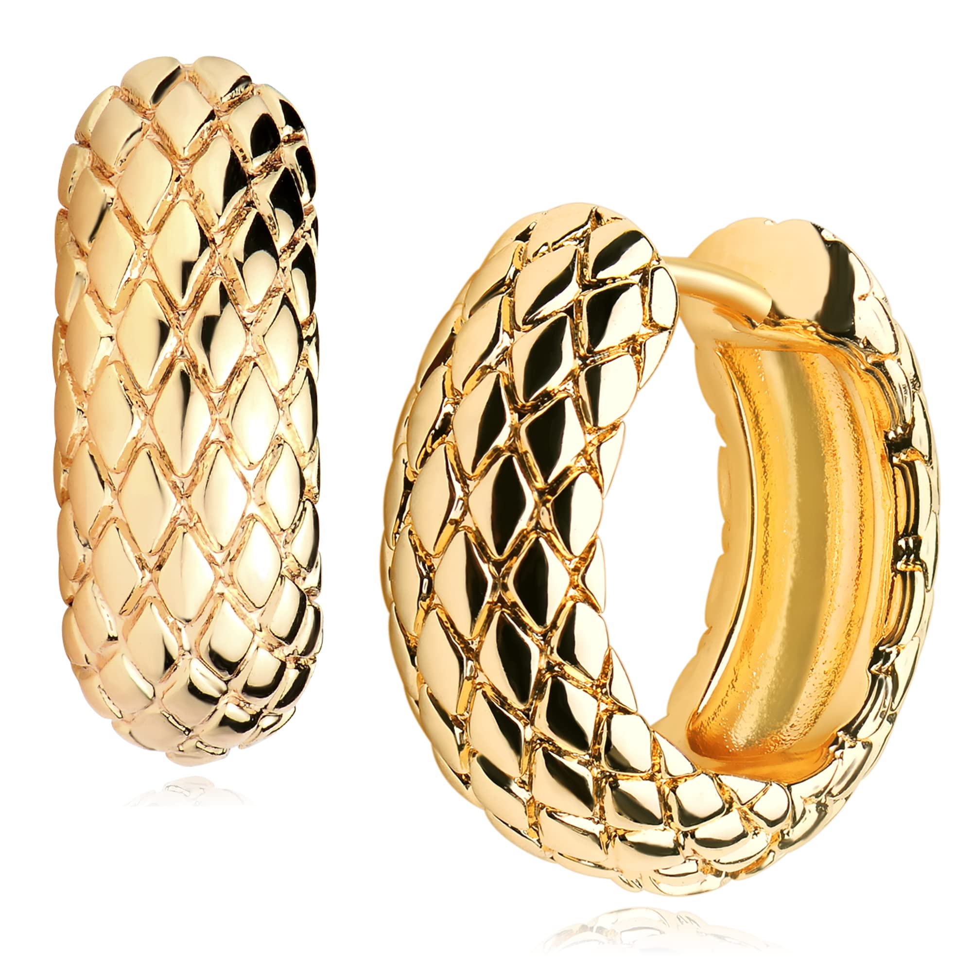 VACRONA 14k Gold Plated Cubic Zirconia Huggie Hoop Earrings for Women - Tiny, Lightweight, Simple & Elegant Everyday Jewelry Gift for Her