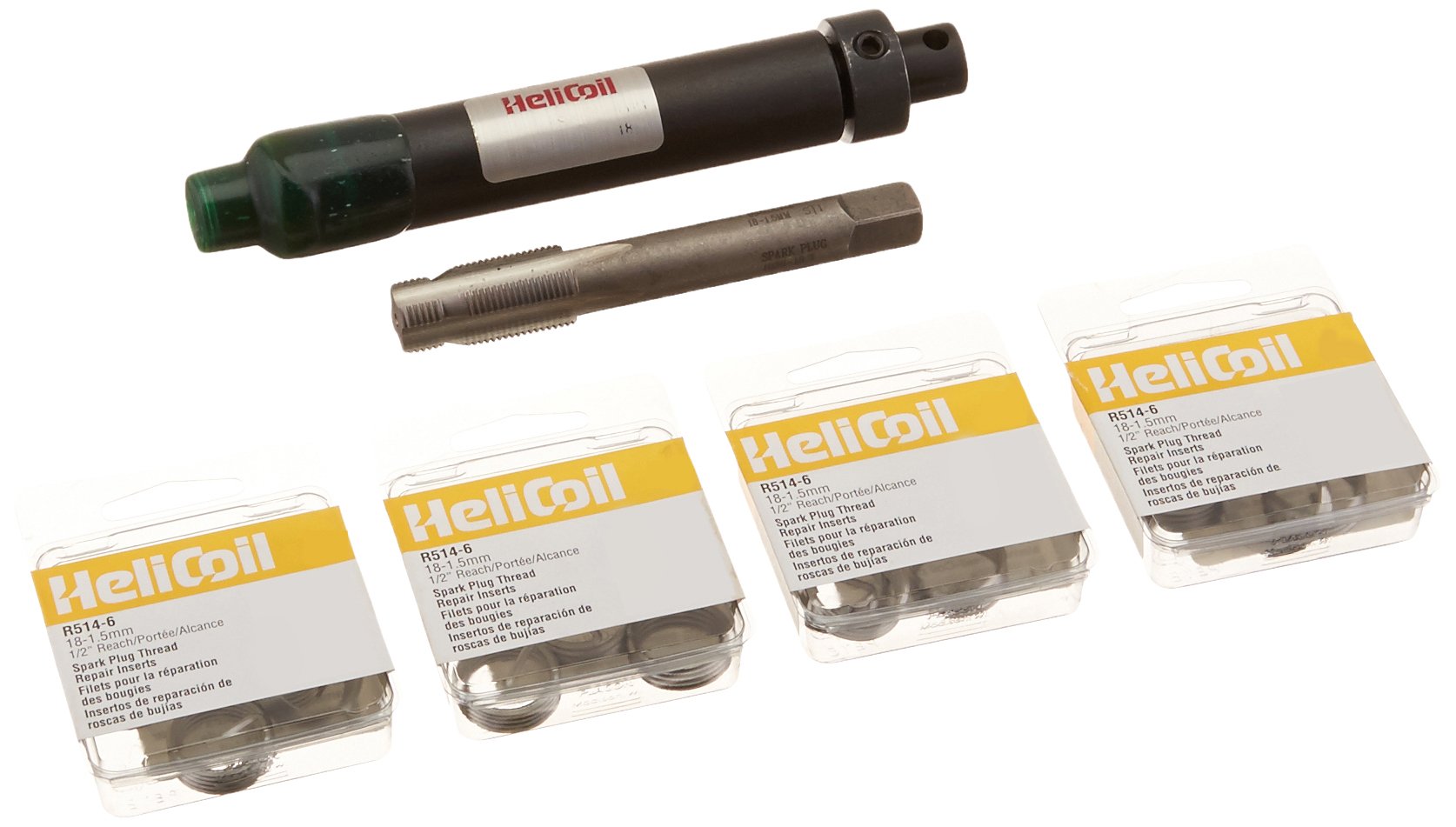 Helicoil 5523-18 Spark Plug Hole Repair Kit - M18x1.5 Thread Insert Tool Set for Automotive & Small Engine Repair - Fix Stripped Spark Plug Threads in Cars, Motorcycles, ATVs